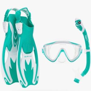 Cressi Kids' Tinetto Rocks Snorkel Dry Set blue and white NIB